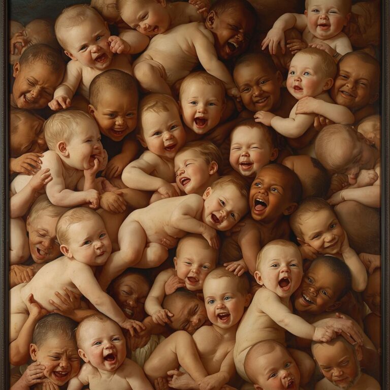 a bunch of different races of infants stacked on top of each other in a big pile (1)